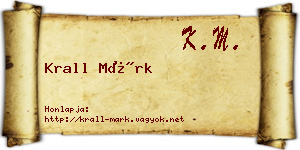 Krall Márk névjegykártya